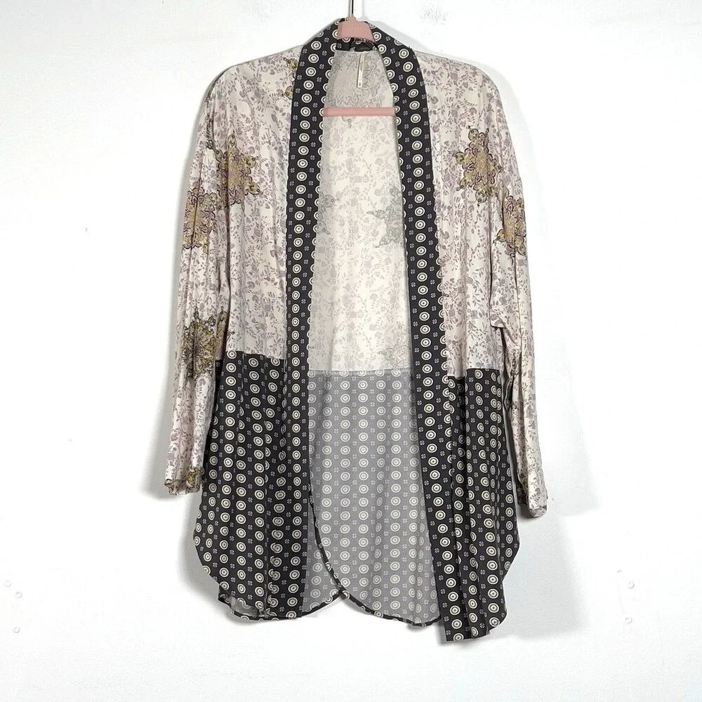 Free People Forget Me Not Kimono Cardigan‎ Sz XS Multicolor 3/4 Sleeves